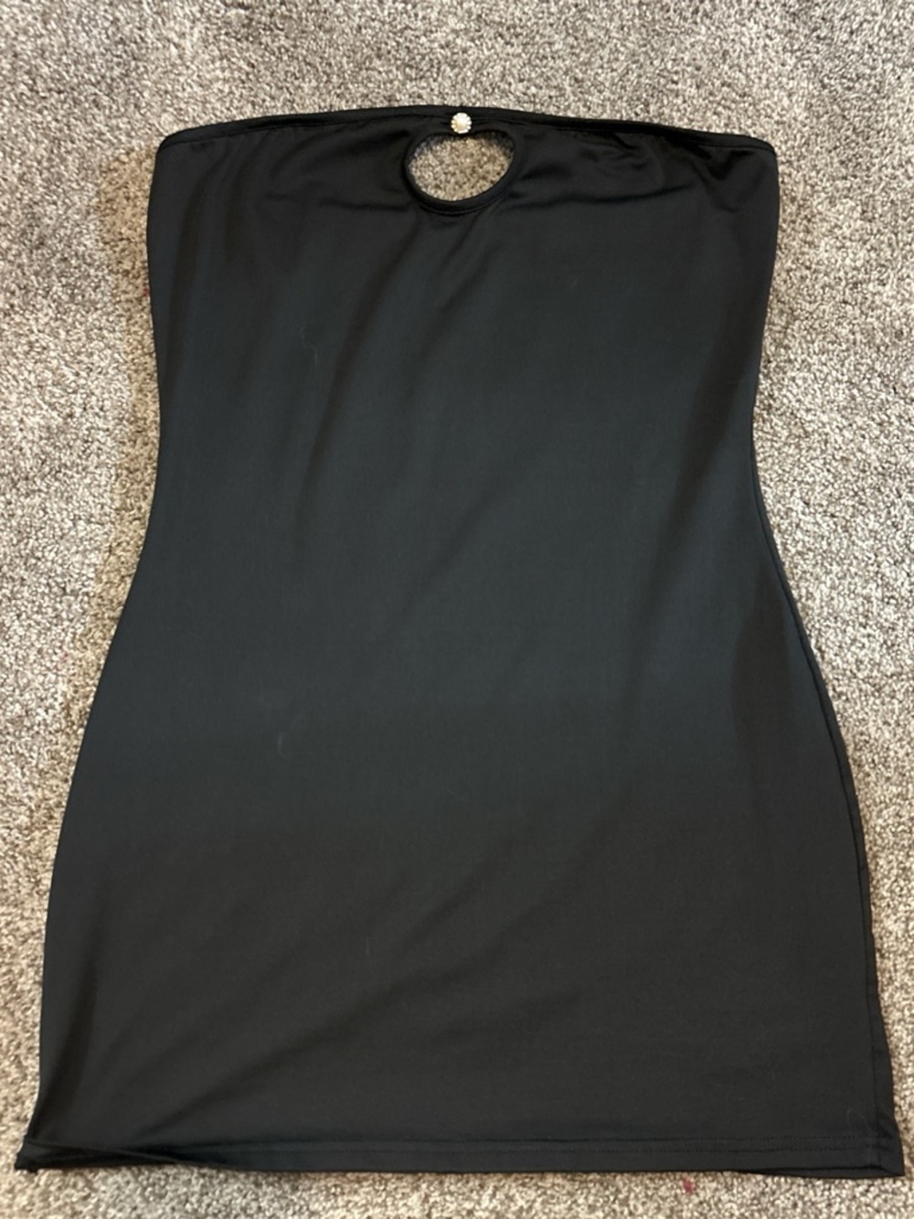 Black Strapless Mini Dress with Pearl Accent